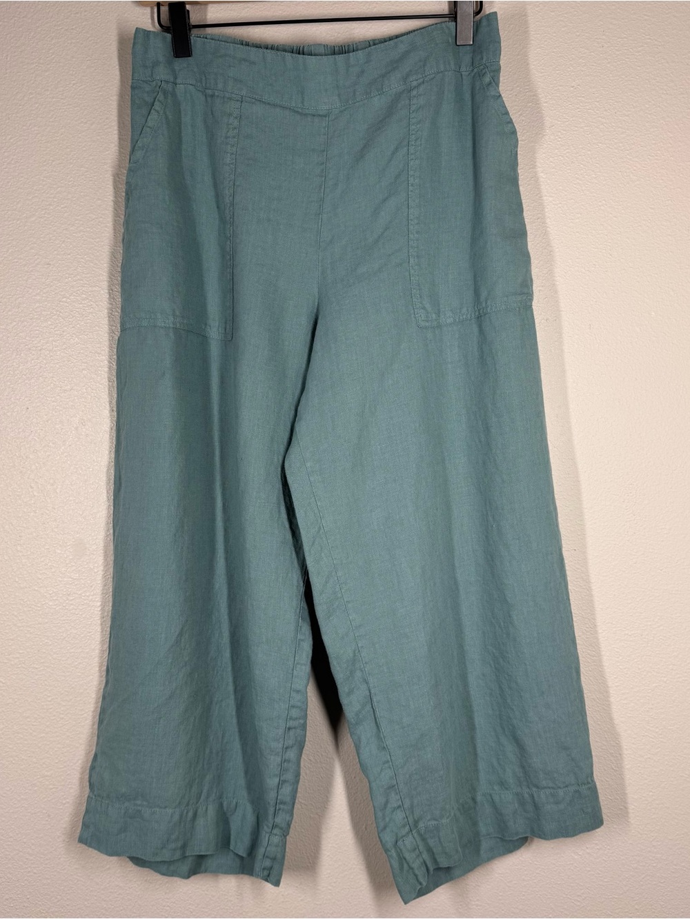 Flax Wide Leg Pull On Linen Pants Aqua Blue Women’s Size Small